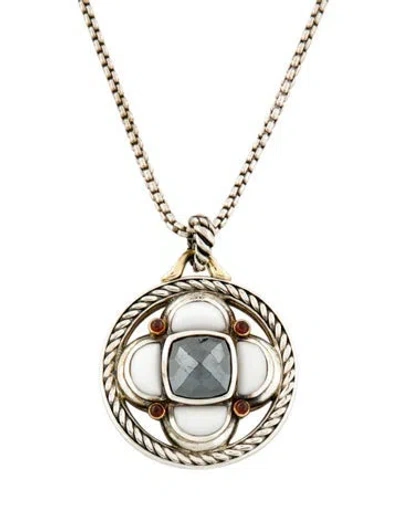 Pre-owned David Yurman Multistone Large Half-moon Renaissance Pendant Necklace, 22.5"