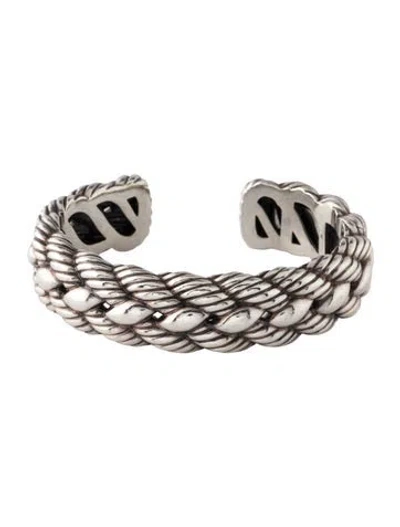 Pre-owned David Yurman Narrow Woven Cable Cuff Bracelet, 6.5" In Multicolor