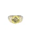 David Yurman Noblesse Silver & 14k Lemon Quartz Ring (authentic )