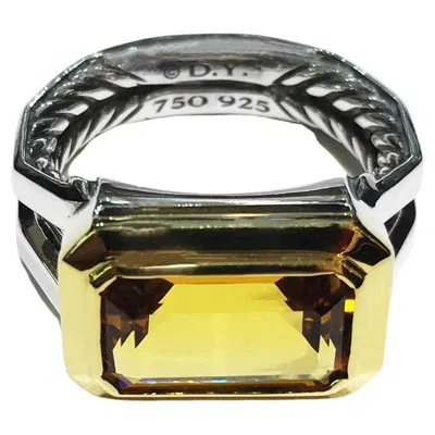 Pre-owned David Yurman Novella Statement Silver Ring With 18k Gold And Citrine In Multi