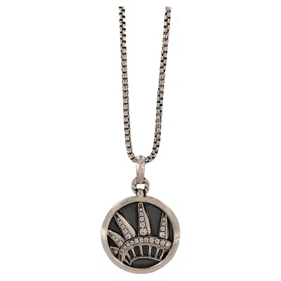 Pre-owned David Yurman Nyc Statue Of Liberty Amulet In Sterling Silver With Pave Diamonds In Multi