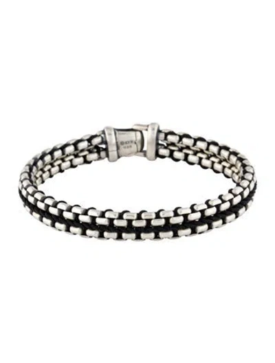Pre-owned David Yurman Nylon Woven Box Chain Bracelet, 7.5" In Black