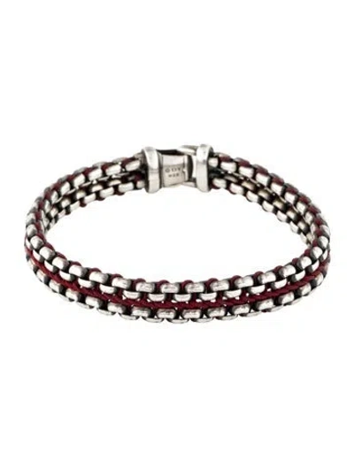 Pre-owned David Yurman Nylon Woven Box Chain Bracelet, 7.75" In Red