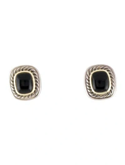 Pre-owned David Yurman Onyx Albion® Earclips In Multi