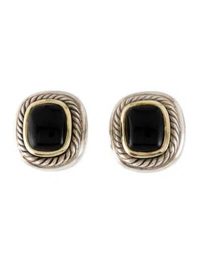 Pre-owned David Yurman Onyx Albion® Earclips In Multi