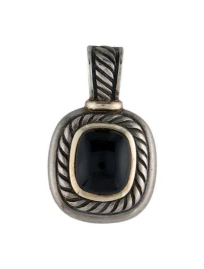 Pre-owned David Yurman Onyx Albion Pendant Enhancer, 1.25" In Multi