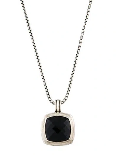 Pre-owned David Yurman Onyx Albion Pendant Enhancer Neklace, 22" In Multi