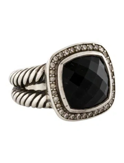Pre-owned David Yurman Onyx & Diamond Albion Cocktail Ring In Multi