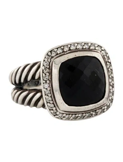 Pre-owned David Yurman Onyx & Diamond Albion Cocktail Ring In Multi