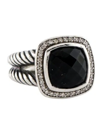 Pre-owned David Yurman Onyx & Diamond Albion Cocktail Ring In Multi
