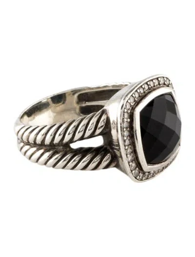 Pre-owned David Yurman Onyx & Diamond Albion Cocktail Ring In Multi