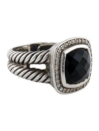 Pre-owned David Yurman Onyx & Diamond Albion Cocktail Ring In Multi