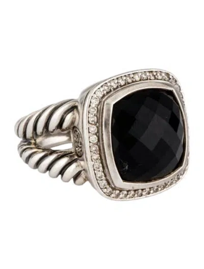 Pre-owned David Yurman Onyx & Diamond Albion Cocktail Ring In Multi