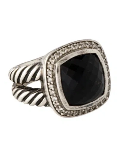 Pre-owned David Yurman Onyx & Diamond Albion Cocktail Ring In Multicolor