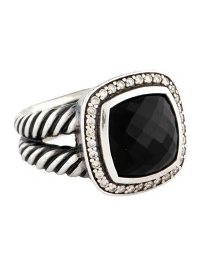 Pre-owned David Yurman Onyx & Diamond Albion Cocktail Ring In Multicolor