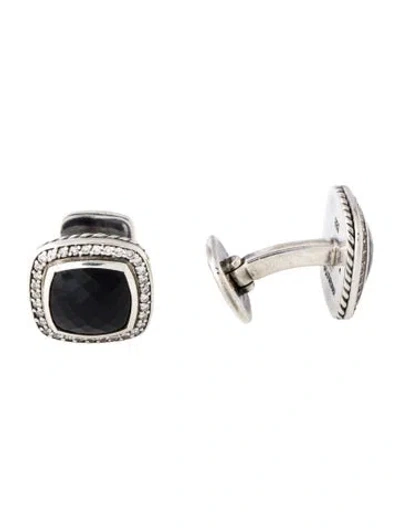 Pre-owned David Yurman Onyx & Diamond Albion Cufflinks In Multi