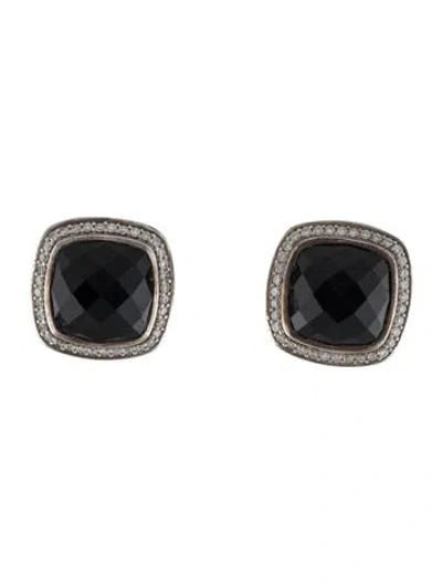 Pre-owned David Yurman Onyx & Diamond Albion Earclip Earrings In Multi