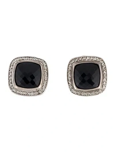 Pre-owned David Yurman Onyx & Diamond Albion Earclips In Multi