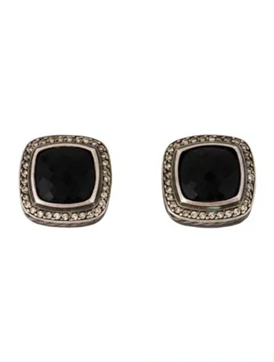 Pre-owned David Yurman Onyx & Diamond Albion Earclips In Multi