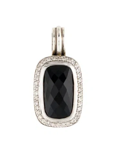 Pre-owned David Yurman Onyx & Diamond Albion Enhancer Pendant In Multi