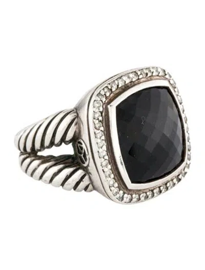 Pre-owned David Yurman Onyx & Diamond Albion® Ring In Multi