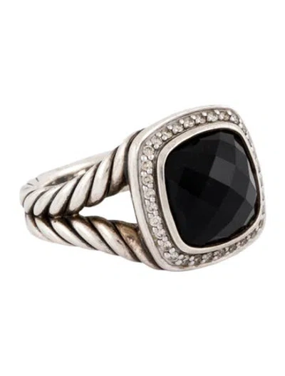 Pre-owned David Yurman Onyx & Diamond Albion® Ring In Multi