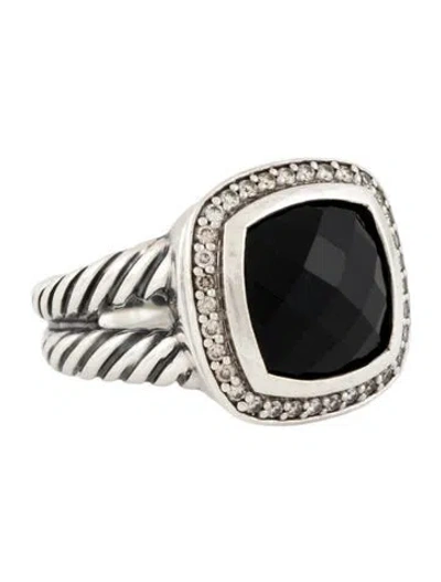 Pre-owned David Yurman Onyx & Diamond Albion Ring In Multi