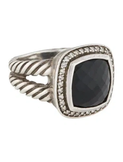 Pre-owned David Yurman Onyx & Diamond Albion Ring In Multi