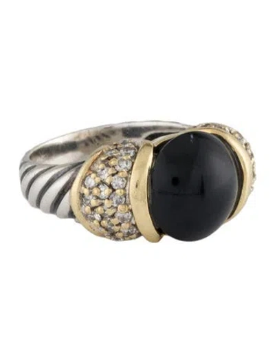 Pre-owned David Yurman Onyx & Diamond Capri Ring In Multi