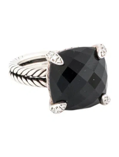 Pre-owned David Yurman Onyx & Diamond Châtelaine Cocktail Ring In Multi
