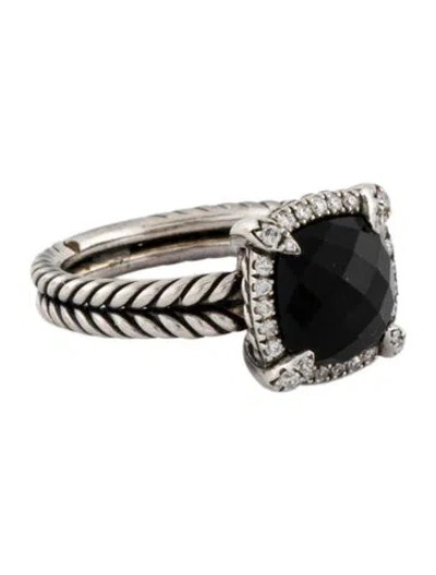 Pre-owned David Yurman Onyx & Diamond Chatelaine® Pavé Bezel Ring In Multi