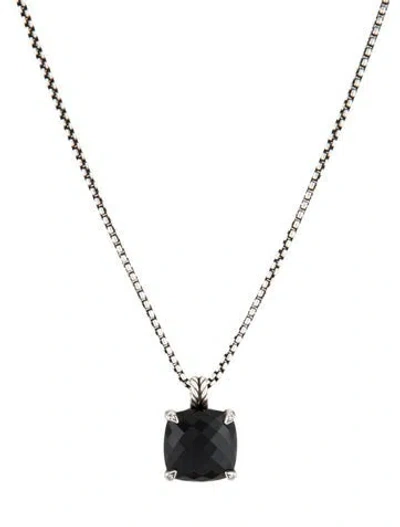 Pre-owned David Yurman Onyx & Diamond Chatelaine® Pendant Necklace, 18" In Multi