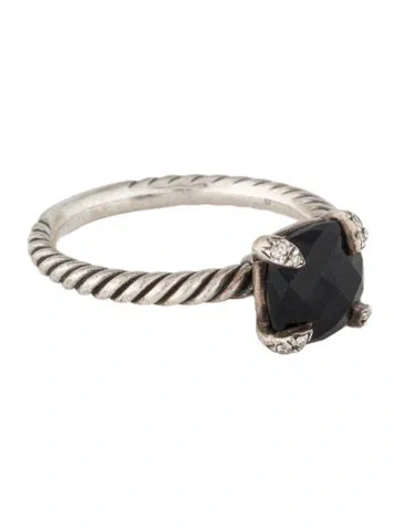 Pre-owned David Yurman Onyx & Diamond Chatelaine Ring In Multi