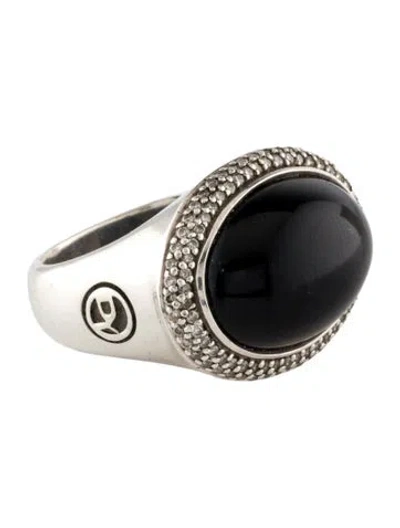 Pre-owned David Yurman Onyx & Diamond Cocktail Ring In Multi