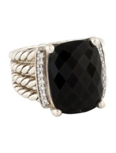 Pre-owned David Yurman Onyx & Diamond Cocktail Ring In Multi