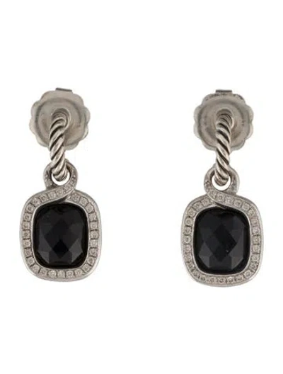 Pre-owned David Yurman Onyx & Diamond Labrinth Drop Earrings In Multi