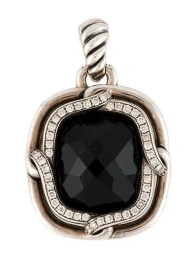 Pre-owned David Yurman Onyx & Diamond Labyrinth Pendant In Multi