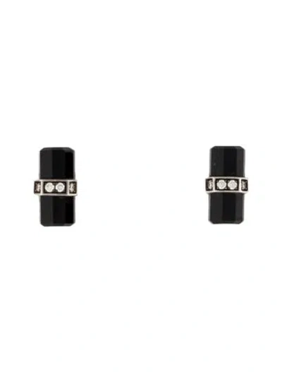 Pre-owned David Yurman Onyx & Diamond Lexington Stud Earrings In Multi