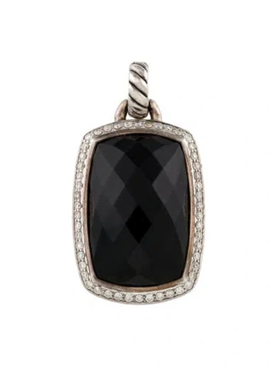 Pre-owned David Yurman Onyx & Diamond Pendant Enhancer, 1.5" In Multi