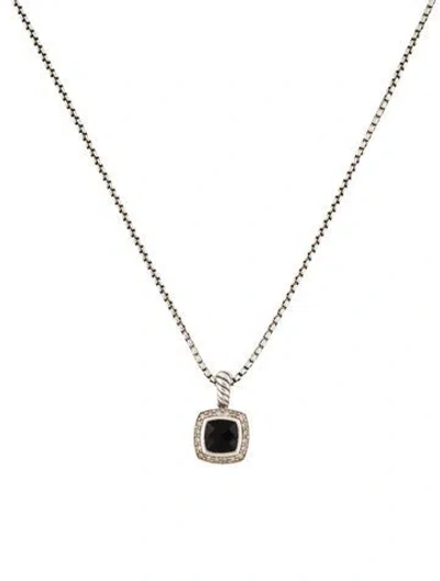 Pre-owned David Yurman Onyx & Diamond Petite Albion® Pendant Necklace, 16" In Multi