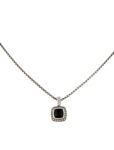 Pre-owned David Yurman Onyx & Diamond Petite Albion® Pendant Necklace, 17" In Multi