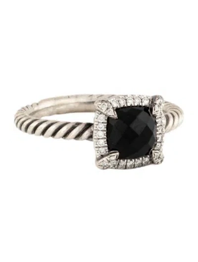 Pre-owned David Yurman Onyx & Diamond Petite Chatelaine® Pavé Bezel Ring In Multi