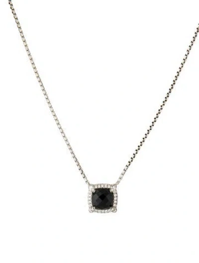 Pre-owned David Yurman Onyx & Diamond Petite Chatelaine® Pendant Necklace In Multi
