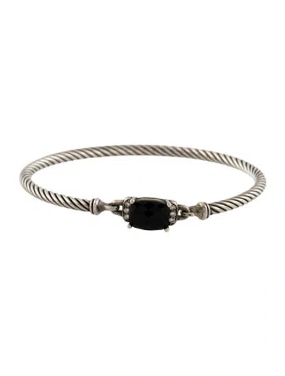 Pre-owned David Yurman Onyx & Diamond Petite Wheaton® Bracelet, 6.25" In Multi
