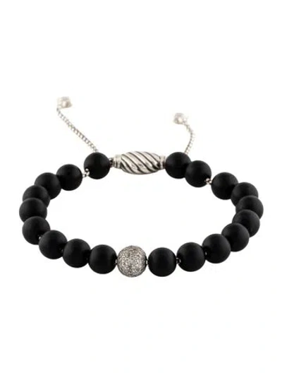Pre-owned David Yurman Onyx & Diamond Spiritual Bead Bracelet, 8.75" In Multi