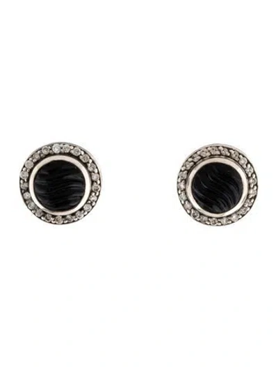 Pre-owned David Yurman Onyx & Diamond Stud Earrings In Multicolor