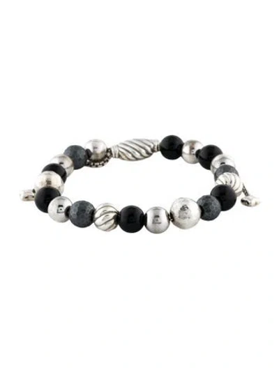 Pre-owned David Yurman Onyx & Hematine Elements Adjustable Bead, 10.25" In Multi