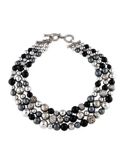 Pre-owned David Yurman Onyx & Hematite Multistrand Elements Bead Necklace, 17.5"