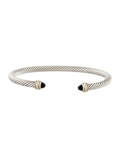 Pre-owned David Yurman Onyx Cable Bracelet, 6.5" In Multicolor