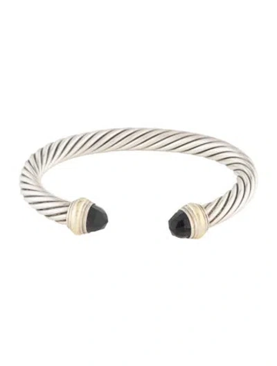 Pre-owned David Yurman Onyx Cable Classic Cuff, 6.25" In Multi